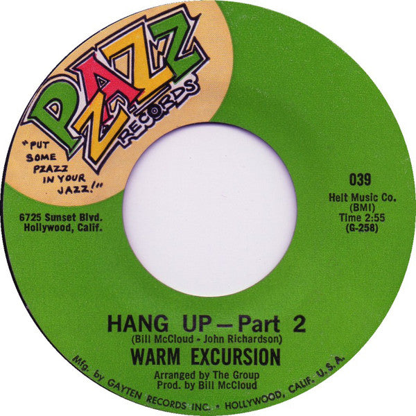 Warm Excursion : Hang Up (7", Single, Styrene, Mon)