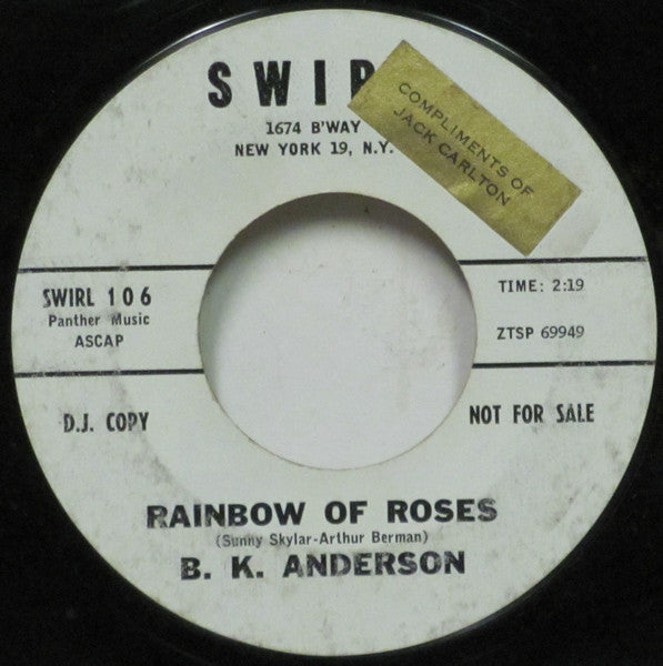 B. K. Anderson : Rainbow Of Roses  (7", Promo)