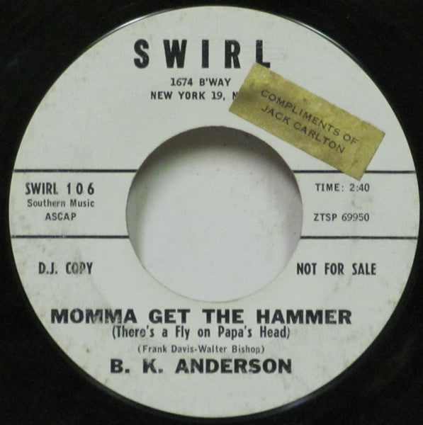 B. K. Anderson : Rainbow Of Roses  (7", Promo)