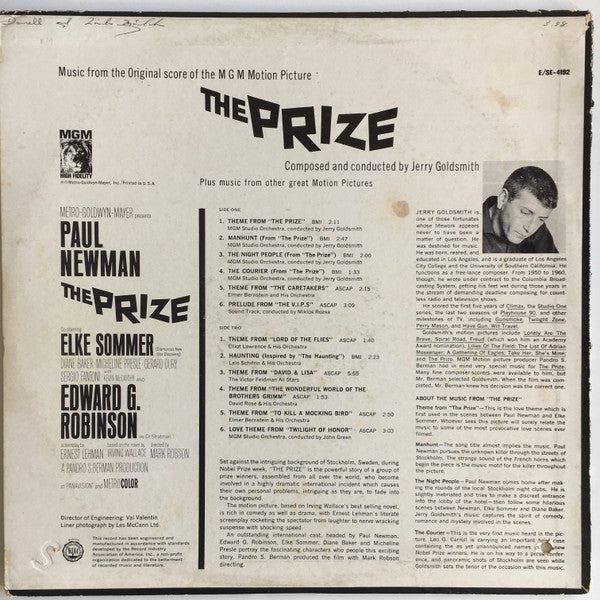 Various : The Prize Plus Music From These Other Great Motion Pictures (LP, Mono)