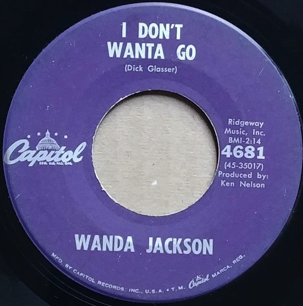 Wanda Jackson : A Little Bitty Tear / I Don't Wanta Go (7", Single)