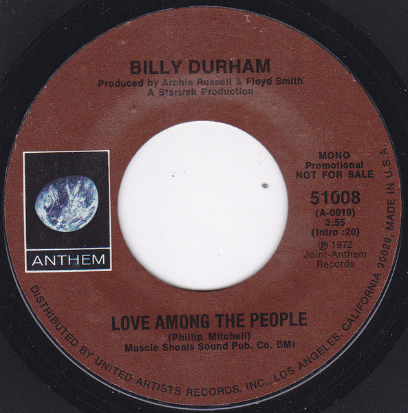 Billy Durham : Love Among The People (7", Single, Mono, Promo)