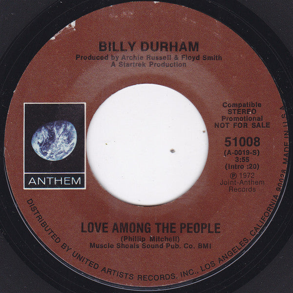 Billy Durham : Love Among The People (7", Single, Mono, Promo)