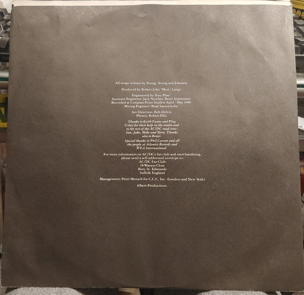 AC/DC : Back In Black (LP, Album)