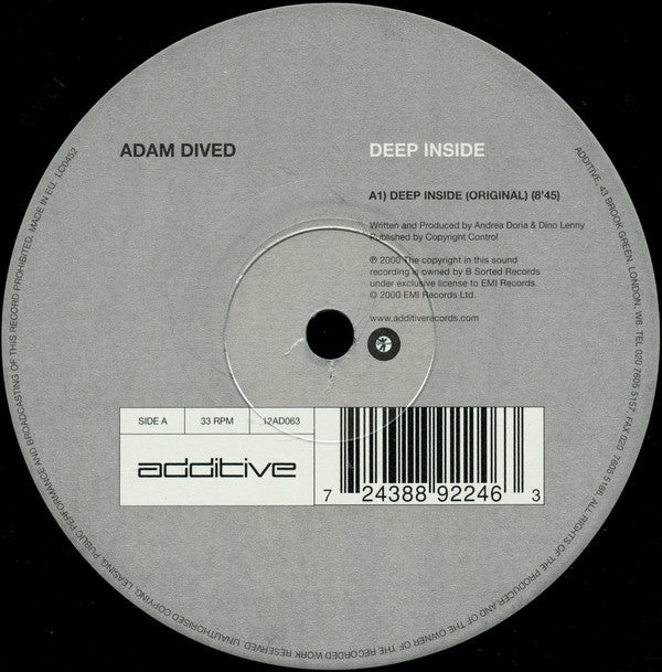 Adam Dived : Deep Inside (12")