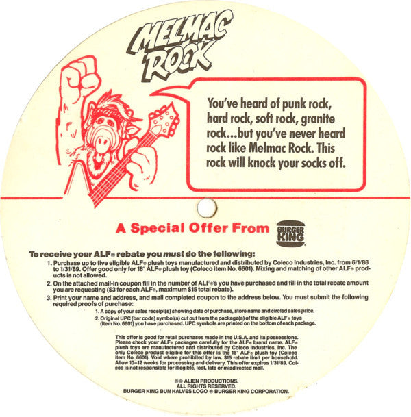 ALF (2) : Melmac Rock (Flexi, 6", S/Sided, Card)