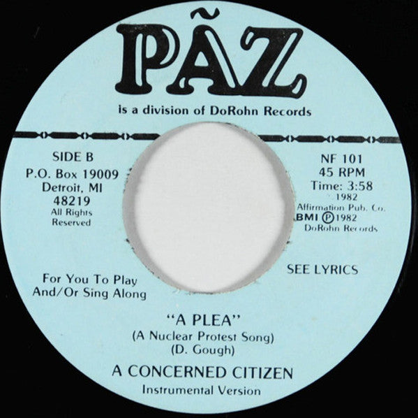 A Concerned Citizen : A Plea  (7")