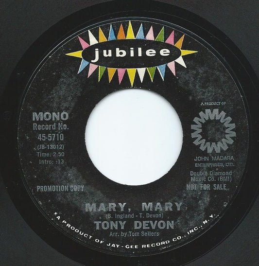 Tony Devon : Mary, Mary (7", Mono, Promo)