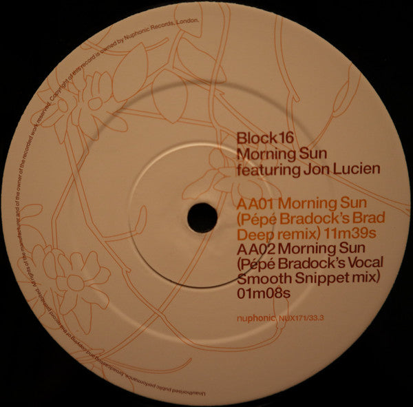 Block 16 Featuring Jon Lucien : Morning Sun (12")