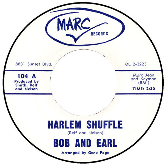 Bob & Earl : Harlem Shuffle (7", Single, Styrene, Mon)