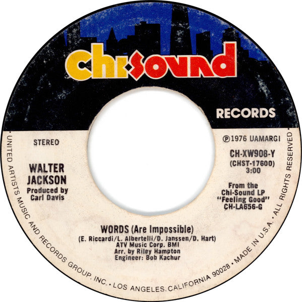 Walter Jackson : Feelings / Words (Are Impossible) (7", Single, Styrene, Pit)