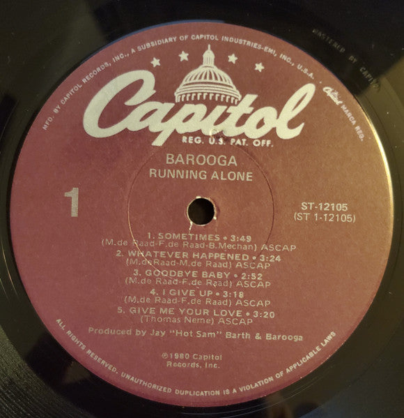 Barooga : Running Alone (LP, Album, Jac)