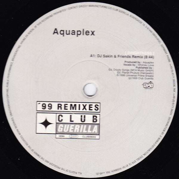 Aquaplex : Brightness ('99 Remixes) (12")