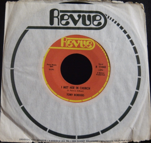 Tony Borders : I Met Her In Church / What Kind Of Spell (7", Single)