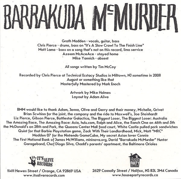 Barrakuda McMurder : Slow Crawl (7", Ltd, RP, Gre)