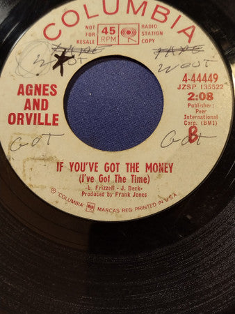 Agnes And Orville : Have I Ever Been Untrue / If You've Got The Money (I've Got The Time) (7", Single, Promo, Styrene)