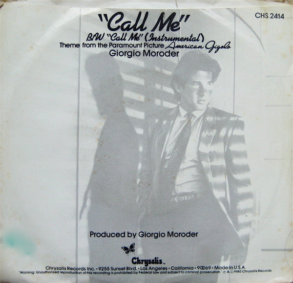 Blondie : Call Me (7", Single, Styrene, Pit)