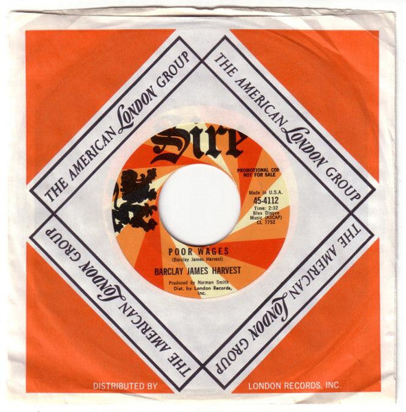Barclay James Harvest : Brother Thrush / Poor Wages (7", Single, Promo)