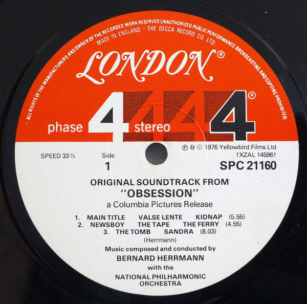 Bernard Herrmann : Obsession (The Original Soundtrack Recording) (LP, Album)