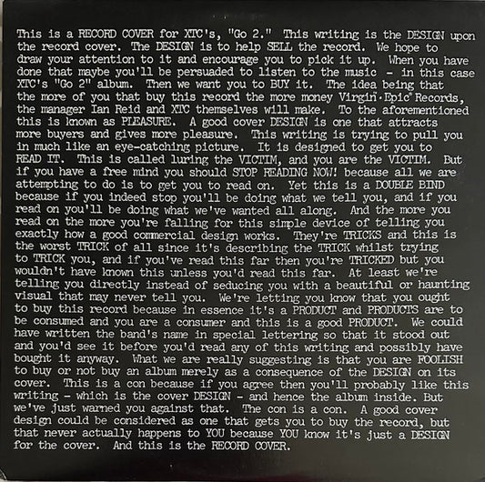 XTC : Go 2 (LP, Album, RE, Pit)