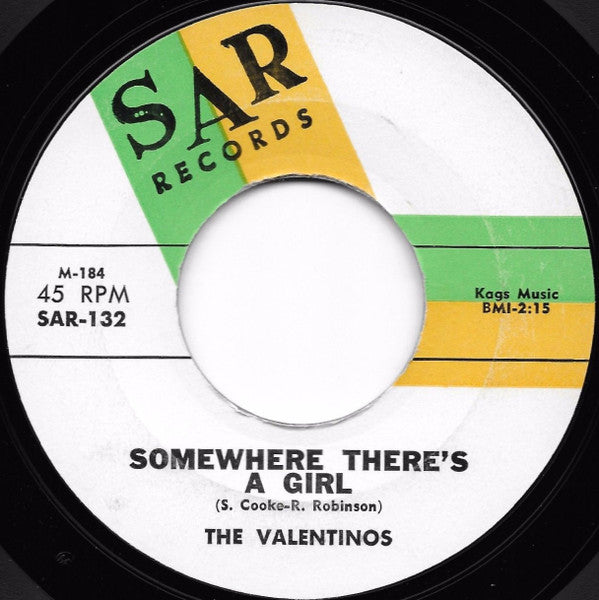 Valentinos : Lookin' For A Love / Somewhere There's A Girl (7", Single, Mono, Styrene)