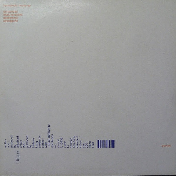 Betrieb : Harmolodic House Ep (12", EP)