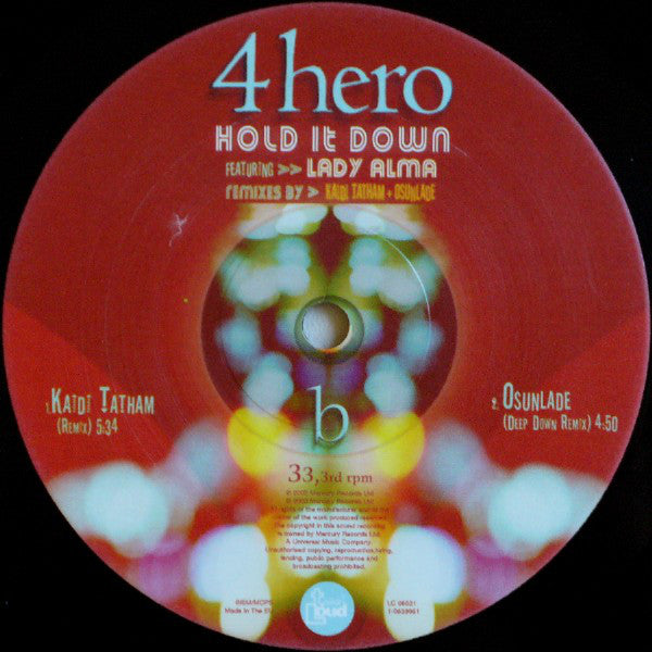 4hero* Featuring Lady Alma : Hold It Down (12")