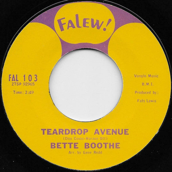 Bette Boothe : Teardrop Avenue / Right On Time (7")