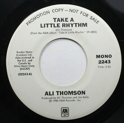 Ali Thomson : Take A Little Rhythm (7", Single, Mono, Promo)
