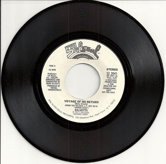 Bebu Silvetti : Voyage Of No Return (7", Single, Promo, Styrene)