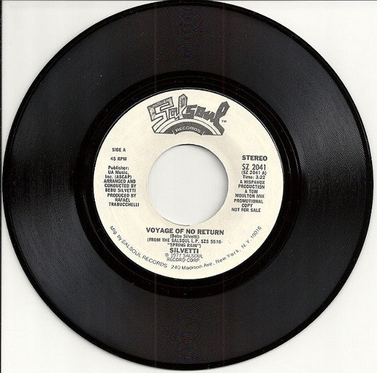 Bebu Silvetti : Voyage Of No Return (7", Single, Promo, Styrene)