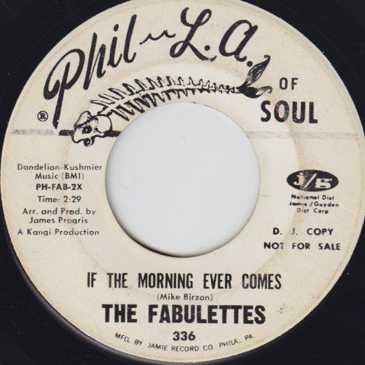 The Fabulettes : Because Of Love / If The Morning Ever Comes (7", Single, Promo, DJ )
