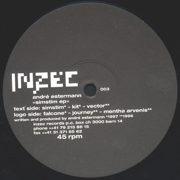 André Estermann : Simstim EP (12", EP)