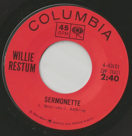 Willie Restum : Sermonette / A Hundred Pounds Of Clay (7")
