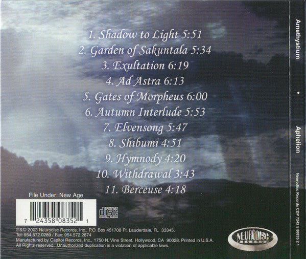Amethystium : Aphelion (CD, Album, Dig)