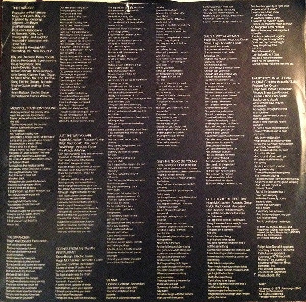 Billy Joel : The Stranger (LP, Album, Ter)