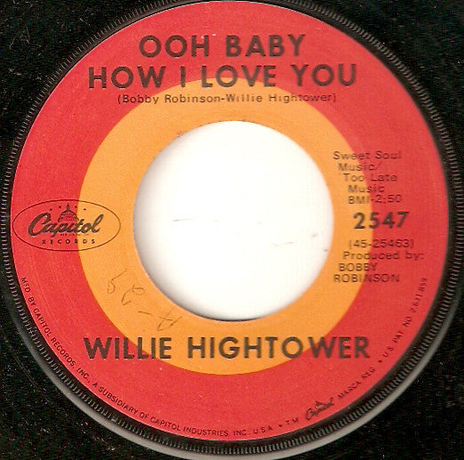 Willie Hightower : Ooh Baby How I Love You / It's Wonderful To Be In Love With You (7", Single)
