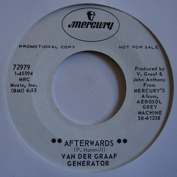 Van Der Graaf Generator : Afterwards (7", Single, Mono, Promo)