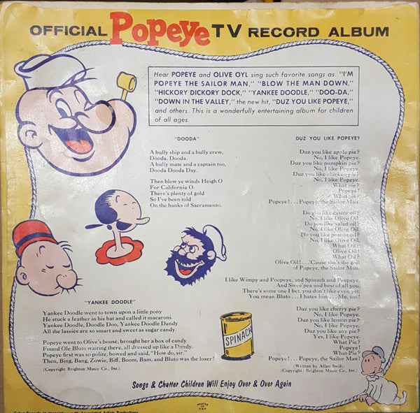 Allen Swift : Official Popeye TV Album (7", EP, Mono)