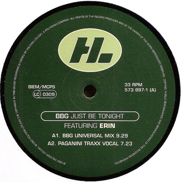 BBG Featuring Erin Lordan : Just Be Tonight (12")