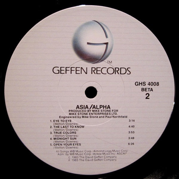 Asia (2) : Alpha (LP, Album, Win)