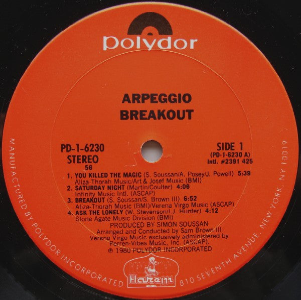 Arpeggio (2) : Breakout (LP, Album, Promo)