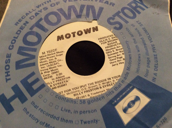 Billy Preston & Syreeta : Just For You (Put The Boogie In Your Body) (7", Single, Promo)