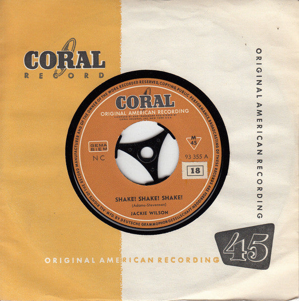 Jackie Wilson : Shake! Shake! Shake! / The Kickapoo (7", Single, Mono)