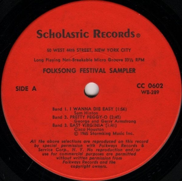 Various : Folksong Festival Sampler (7", Comp, Smplr)