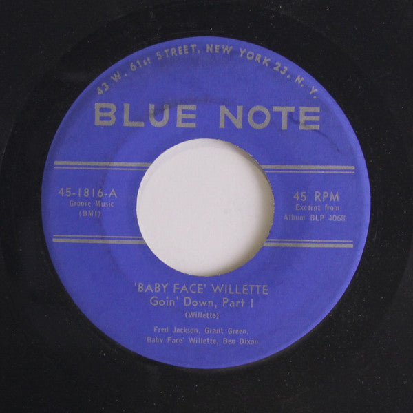'Baby Face' Willette : Goin' Down (7")