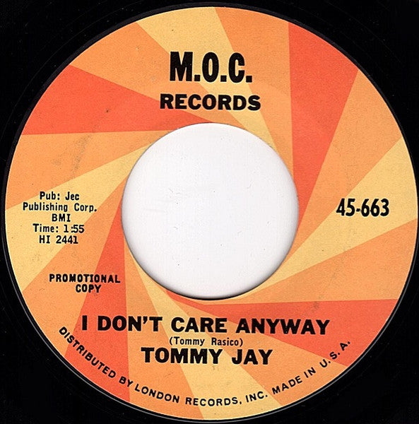 Tommy Jay (3) : Springtime's Coming / I Don't Care Anyway (7", Single, Promo)