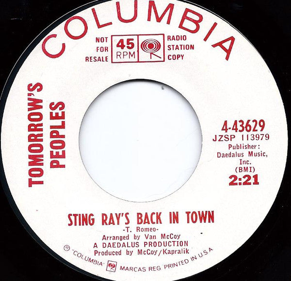 Tomorrow's Peoples : Sting Ray's Back In Town / Californie (7", Single, Promo)