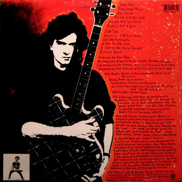 Billy Rankin : Growin' Up Too Fast (LP, Album, Ele)