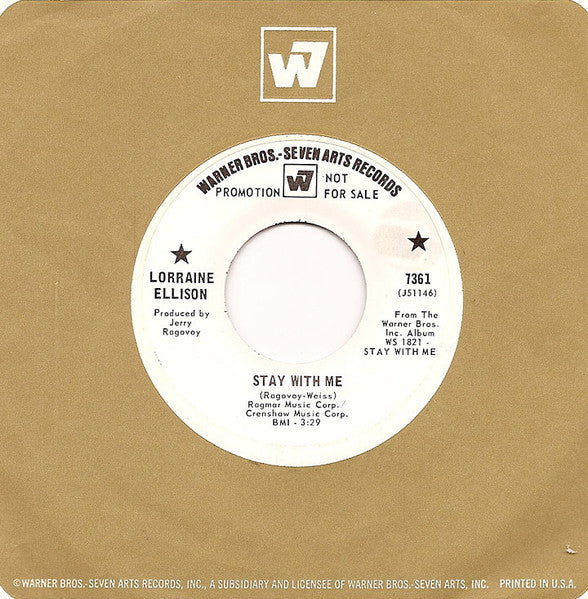 Lorraine Ellison : Stay With Me (7", Single, Promo)